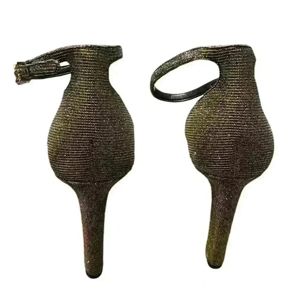 Michael Kors Margot Glitter Ankle Strap Platform Sandals Size 7 Black Silver - Picture 6 of 9